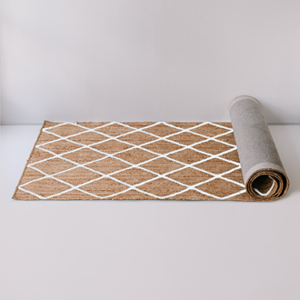 Diamond Jute Runner White - 80x300cm